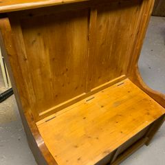 Sturdy pine monksbench with storage
