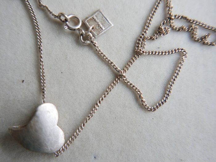 Vintage Sterling Silver Twisted Heart Necklace length 18" - 5,1g