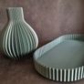 Ribbed vase and matching tray set 3D printed Image 2