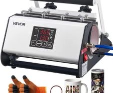 Tumbler Heat Press Machine, Max 887 mL Mug Press, Fast and Even Heating, with Tape and Gloves, Easy Temp and Time Setting, Heat Transfer for Sublimation Tumblers, Cups, Mugs, Black and White