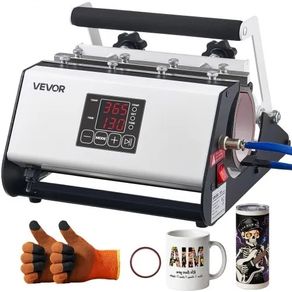 Tumbler Heat Press Machine, Max 887 mL Mug Press, Fast and Even Heating, with Tape and Gloves, Easy Temp and Time Setting, Heat Transfer for Sublimation Tumblers, Cups, Mugs, Black and White
