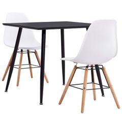 3 Piece Dining Set Plastic White