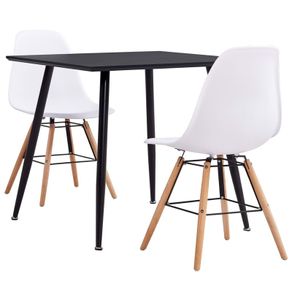 3 Piece Dining Set Plastic White