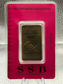 1avdp oz Fine 999 Bronze Bullion Kookaburra Bar.