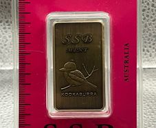 1avdp oz Fine 999 Bronze Bullion Kookaburra Bar.