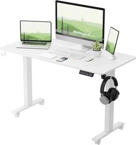 NEW SALE | Height Adjustable Electric Standing Desk - 100x60 cm Stand Up Table Desk Thick Splice Board, Smart Control Panel 3 Memory Heights, Anti-Collision System, Sit Stand Desk for Home Office