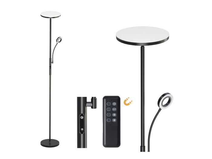 35W Dimmable Black LED Floor Lamp, 4200lm Floor Lamps Living Room with Remote Control & Touch Control, 3000-6000K Modern Floor Lamp with 1H Timer