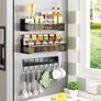 Magnetic Spice Rack for Refrigerator, 3 Pack Magnetic Shelf, Fridge Organizer Shelves for Kitchen Organization and Storage, Moveable Space Saver Seasoning Racks with 8 Hooks Image 7