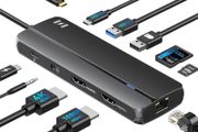 Splitter Extended Display for macOS, 10 in 1 USB C Docking Station Dual Monitor with 2 HDMI, USB C/A 3.0, PD 100W, Ethernet, Audio Mic for M1 M2 MacBook Pro/Air/Windows