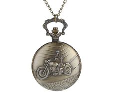 Vintage Style Skeleton Motorbike Pocket Watch