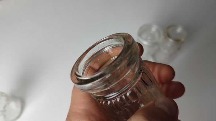 319 - Set of 4 Vintage Clear Glass Collectible Decorative Meat Paste Jars