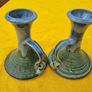 Vintage Stoneware Jackson Pottery Larger Candle Holders Pair.  Kilkenny Irish Studio Art Image 4