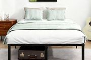 King Size Bed Frame, 36cm High Metal Platform Bed Frames Kingsize with Storage Under Bed/Steel Slats Mattress Base, No Box Spring Needed, Enhanced Support Noise Free, Black