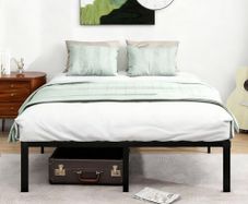 King Size Bed Frame, 36cm High Metal Platform Bed Frames Kingsize with Storage Under Bed/Steel Slats Mattress Base, No Box Spring Needed, Enhanced Support Noise Free, Black