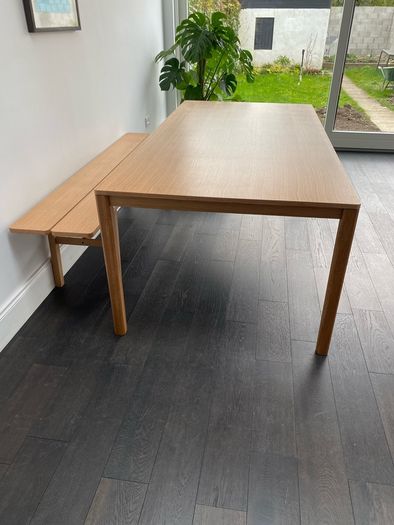 Oak dining table & bench - 8 seater