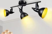Spotlights Ceiling Lights Rotatable 3 Way Retro Kitchen Spot Light Fittings Black Spotbars 240V for Living Room, Incl. 3X 4W E14 LED Bulbs 2700K