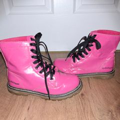 Stunning Goldigga pink patent boots, size 4, like NEW