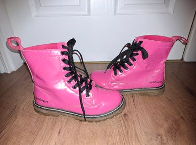 Stunning Goldigga pink patent boots, size 4, like NEW