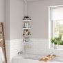 Adjustable Bathroom Corner Shelf, Telescopic Shower Caddy, 85-305 cm, Floor to Ceiling, with 4 Trays, 3 Hooks, White (FREE POSTAGE) Image 3