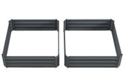 Set of 2 291L Raised Garden Bed, Elevated Galvanised Planter Box for Flowers, Herbs, 100x100x30cm, Dark Grey