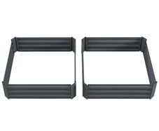 Set of 2 291L Raised Garden Bed, Elevated Galvanised Planter Box for Flowers, Herbs, 100x100x30cm, Dark Grey