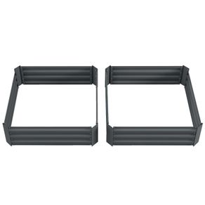 Set of 2 291L Raised Garden Bed, Elevated Galvanised Planter Box for Flowers, Herbs, 100x100x30cm, Dark Grey