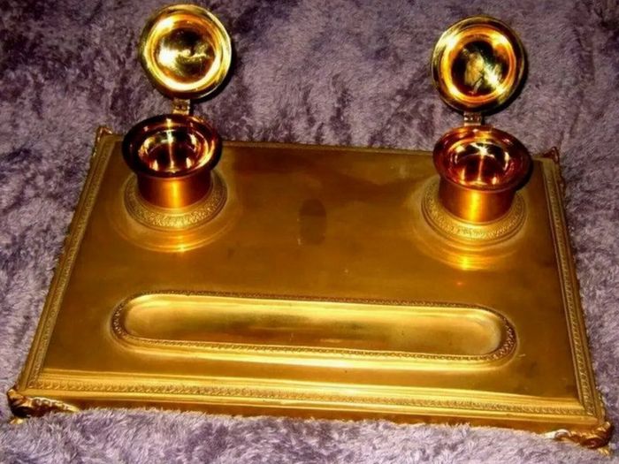 Early Victorian Brass Inkstand