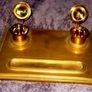 Early Victorian Brass Inkstand Image 3
