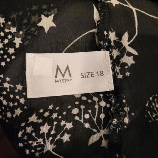 Mystify black sheer top, Size 18