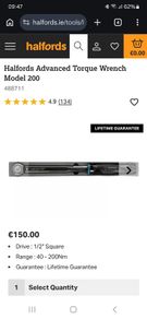 Halfords Advanced Torque Wrench Model 200 Range 40-200Nm