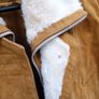 Ladies Leather Vintage tan and white leather coat Image 6