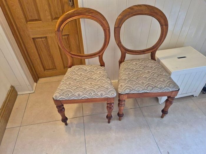Pair of Antique Victorian Mahogany Balloon Back Chairs