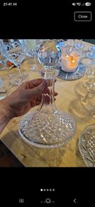 Vintage Waterford Crystal Alana Ships Decanter with a matching faceted ball stopper