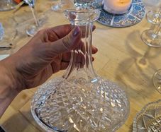 Vintage Waterford Crystal Alana Ships Decanter with a matching faceted ball stopper