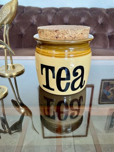 TG Green Granville Range TEA Jar Original Cork Lid Vintage Kitchen Storage 1970s