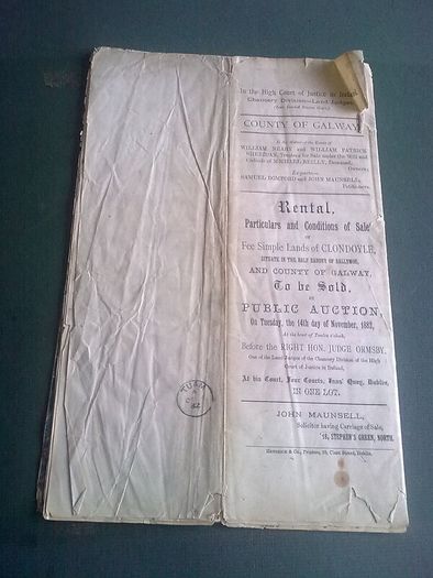 Rental particulars and conditions of sale of fee simple lands of Clondoyle County Galway 1882
