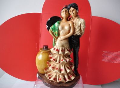 Vintage ceramic statue of a Spanish  Flaminco Dancers/ Couple 11".