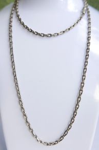 Vintage heavy, long Squared Link Sterling Silver 925 Chain length 28" - 18,7g