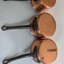 Matching Set of 3 Vintage Bourgeat France Copper Saucepans (14cm)  Stainless Steel Lined Image 2