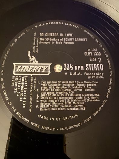 Tommy Garrett 50 Guitars in Love 1967 UK Stereo Vinyl LP