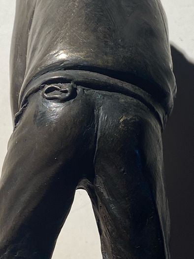 Signed Tom Mackie Sculpture Of A Golfer, Cold Cast Bronze