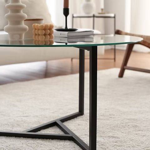 Trio coffee table w clear tempered glass