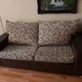 Brown leather-look sofa and armchair set Image 3