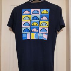 Ellesse Fondato Graphic Large Print T-Shirt Navy Size Large Pop Art Tee