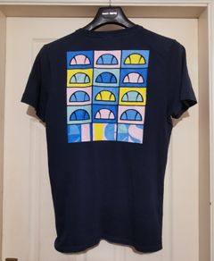 Ellesse Fondato Graphic Large Print T-Shirt Navy Size Large Pop Art Tee