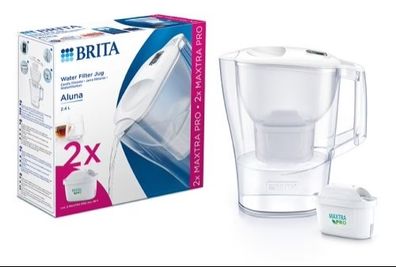 Brand New Brita Aluna 2 Maxtra Pro 2.4ltr White Jug  + 2 Filters