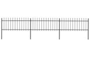 Garden Fence with Spear Top Steel 5.1x0.6 m Black
