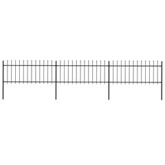 Garden Fence with Spear Top Steel 5.1x0.6 m Black