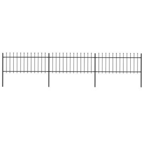 Garden Fence with Spear Top Steel 5.1x0.6 m Black