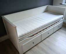 IKEA HEMNES daybed frame in white, complete with 2 mattresses.